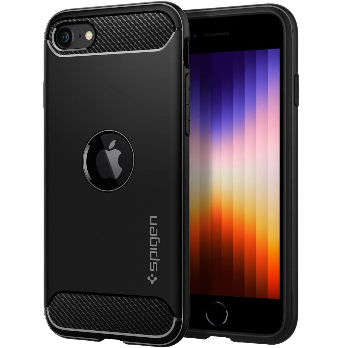 Spigen Rugged Armor Matte Black Case - For iPhone SE (2022 / 2020) - mosaccessories